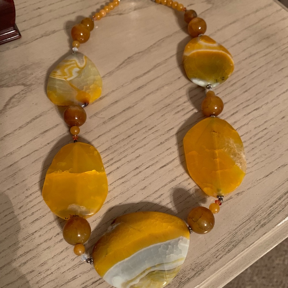 Gorgeous Orange/ Yellow Stone Statement Necklace - image 2